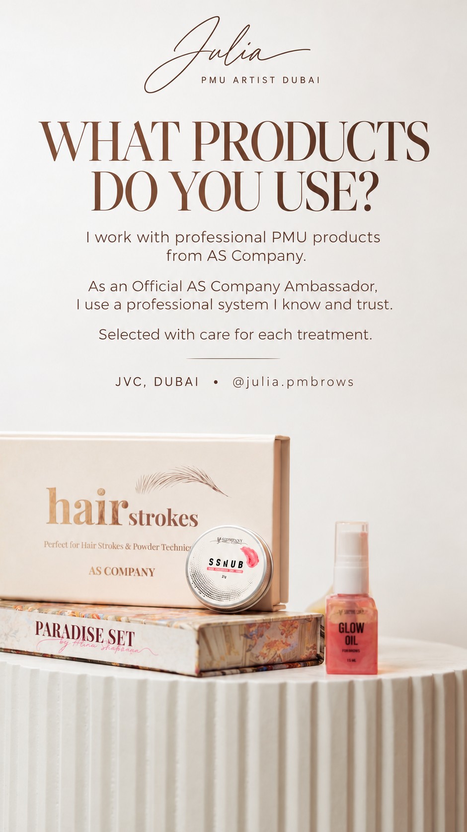 Products — pigments, cartridges and tools used in studio