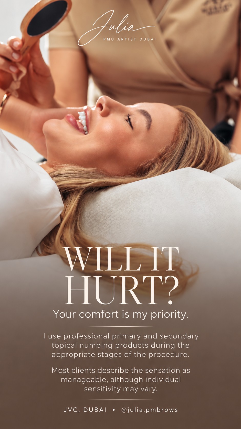 Will it hurt? — comfort and numbing for powder brows